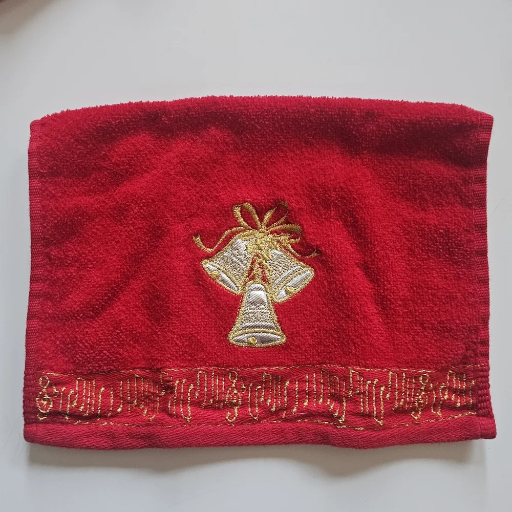 Holiday Christmas Bells Hand Towels 10x15